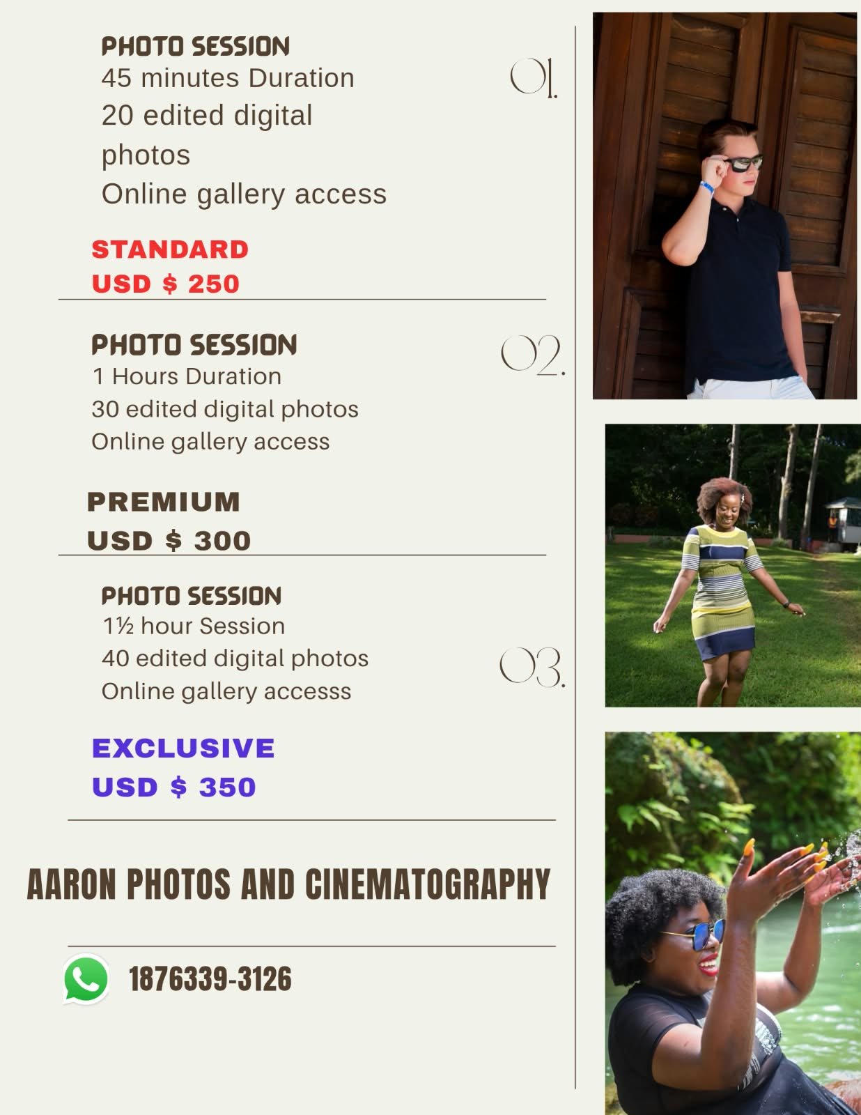 Aaron Photos portrait-session packages and prices