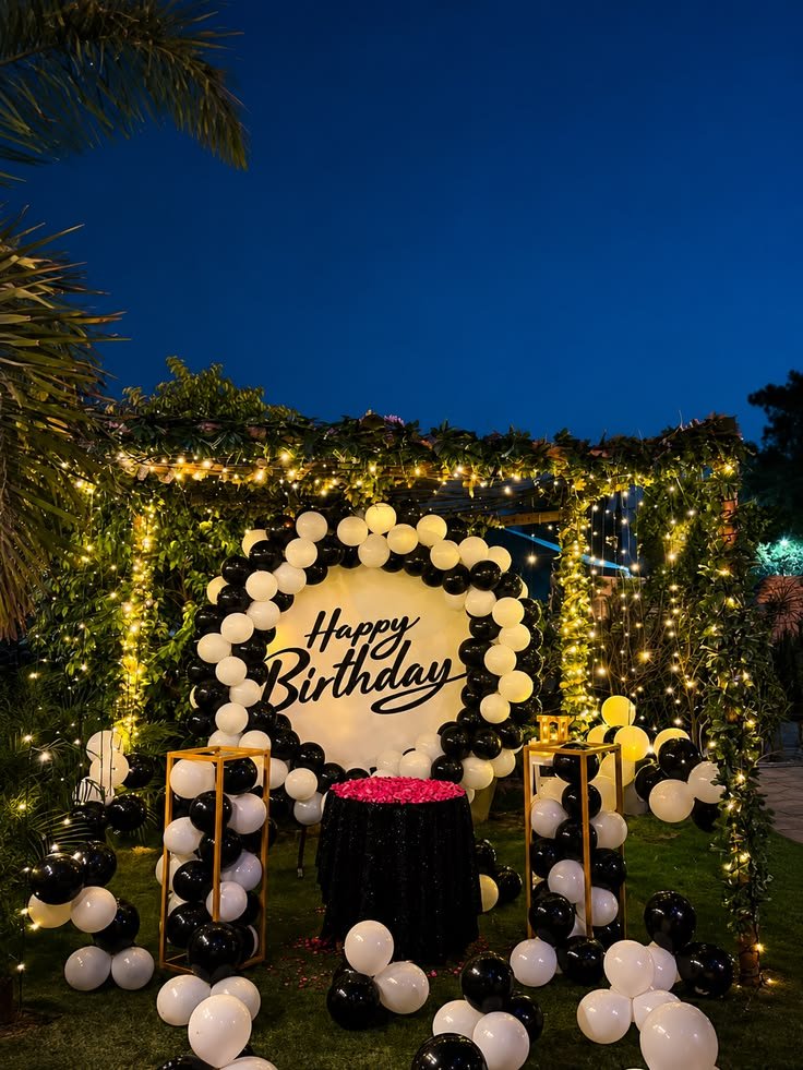 Luxury outdoor birthday celebration setup